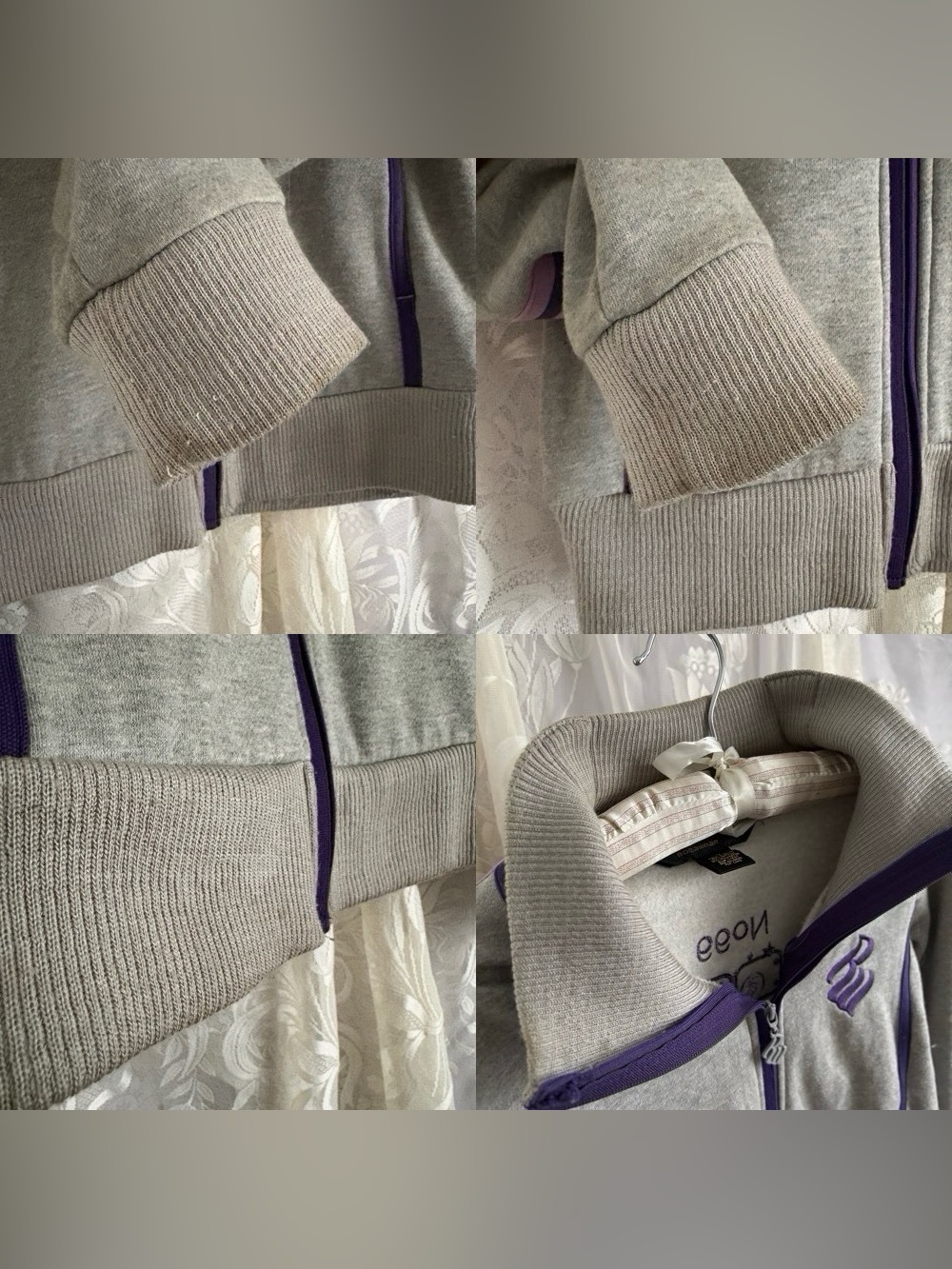 Vintage Y2K sporty casual hip hop girly grey purple zip up jacket - Picture 6 of 6